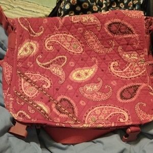 EUC Vera Bradley Red Paisley Messenger Bag
